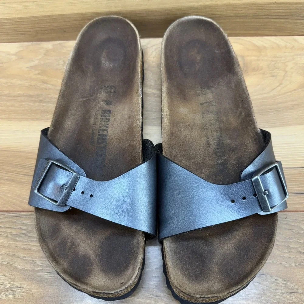 Birkenstock Madrid Slide Sandals Womens 10 N EU 41 Pewter Birko
